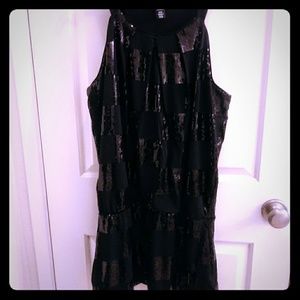 WHBM Black Sequin Dress Sz L